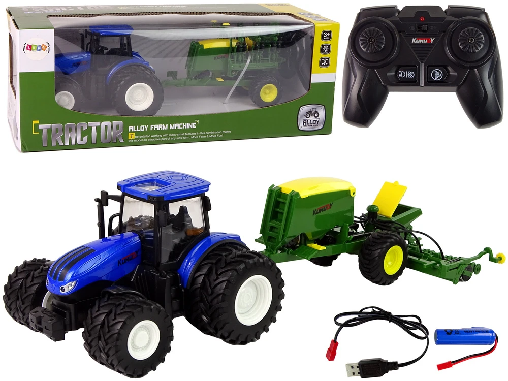 Leantoys Mėlynas traktorius su presu