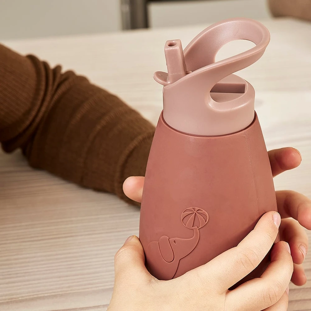 Nuuroo - Pax silikoninis gertuvės buteliukas - 350 ml - raudonmedžio spalvos