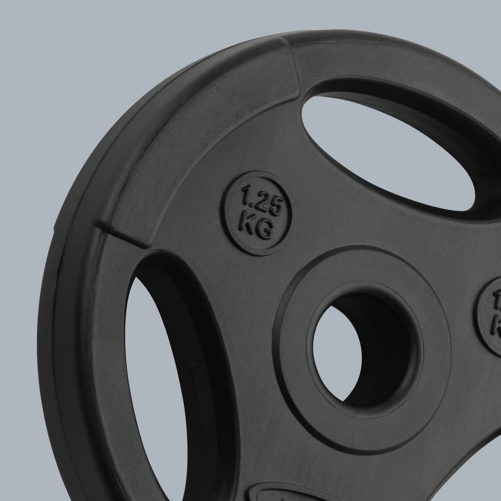 Bituminių svarelių rinkinys 4x1.25kg, skylė 31mm, plokštė su rankenomis, REBEL ACTIVE