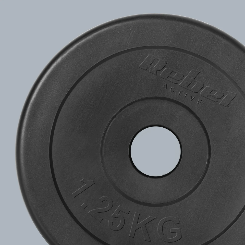 Bituminių svarelių rinkinys 4x1.25kg, skylė 31mm, klasikinė plokštė, REBEL ACTIVE