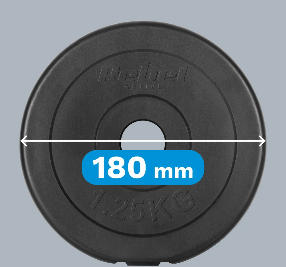 Bituminių svarelių rinkinys 4x1.25kg, skylė 31mm, klasikinė plokštė, REBEL ACTIVE