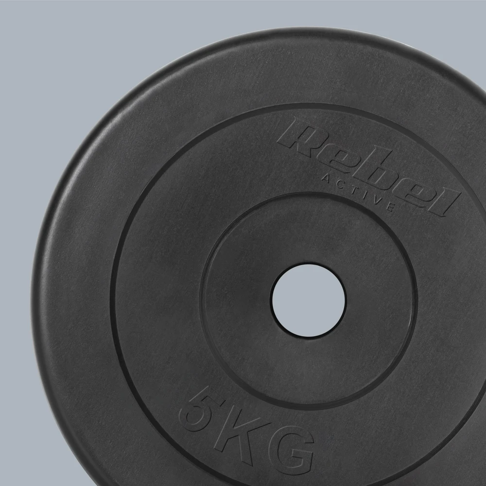 Bituminių svarelių rinkinys 4x5kg, skylė 31mm, klasikinė plokštelė, REBEL ACTIVE
