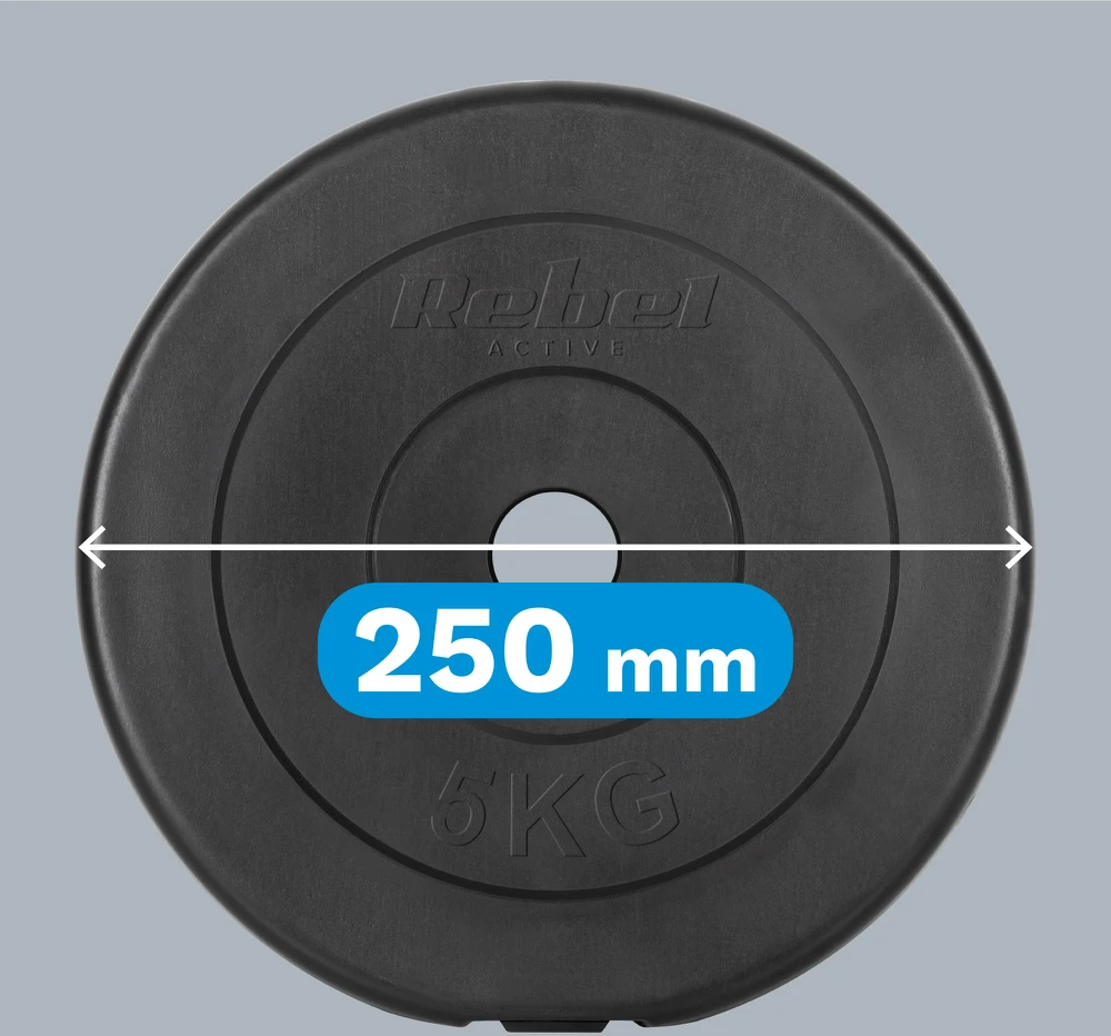 Bituminių svarelių rinkinys 4x5kg, skylė 31mm, klasikinė plokštelė, REBEL ACTIVE