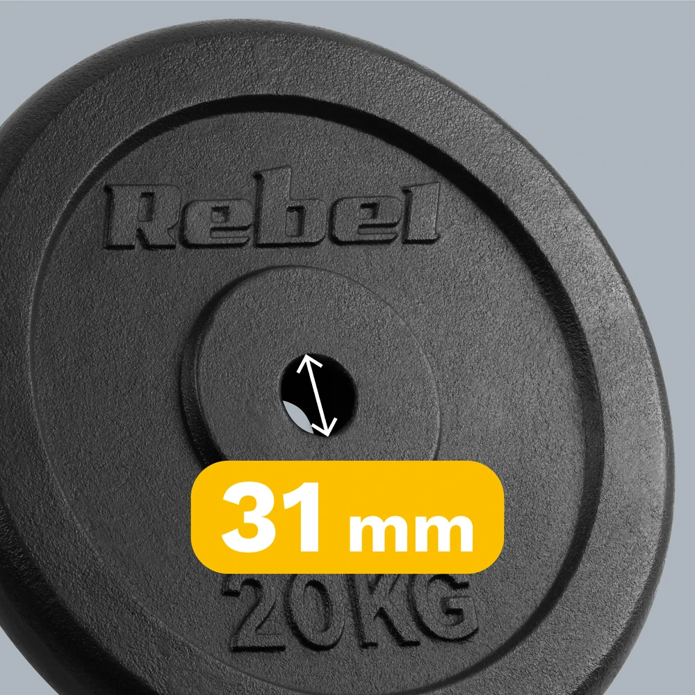Ketaus svoris 20kg, skylė 31mm, klasikinė plokštė, REBEL ACTIVE