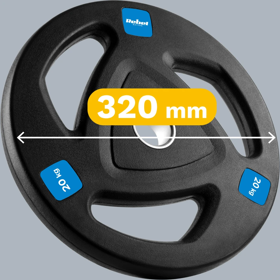 Gumuoto ketaus svoris 20kg, olimpinis atidarymas 51mm, REBEL ACTIVE