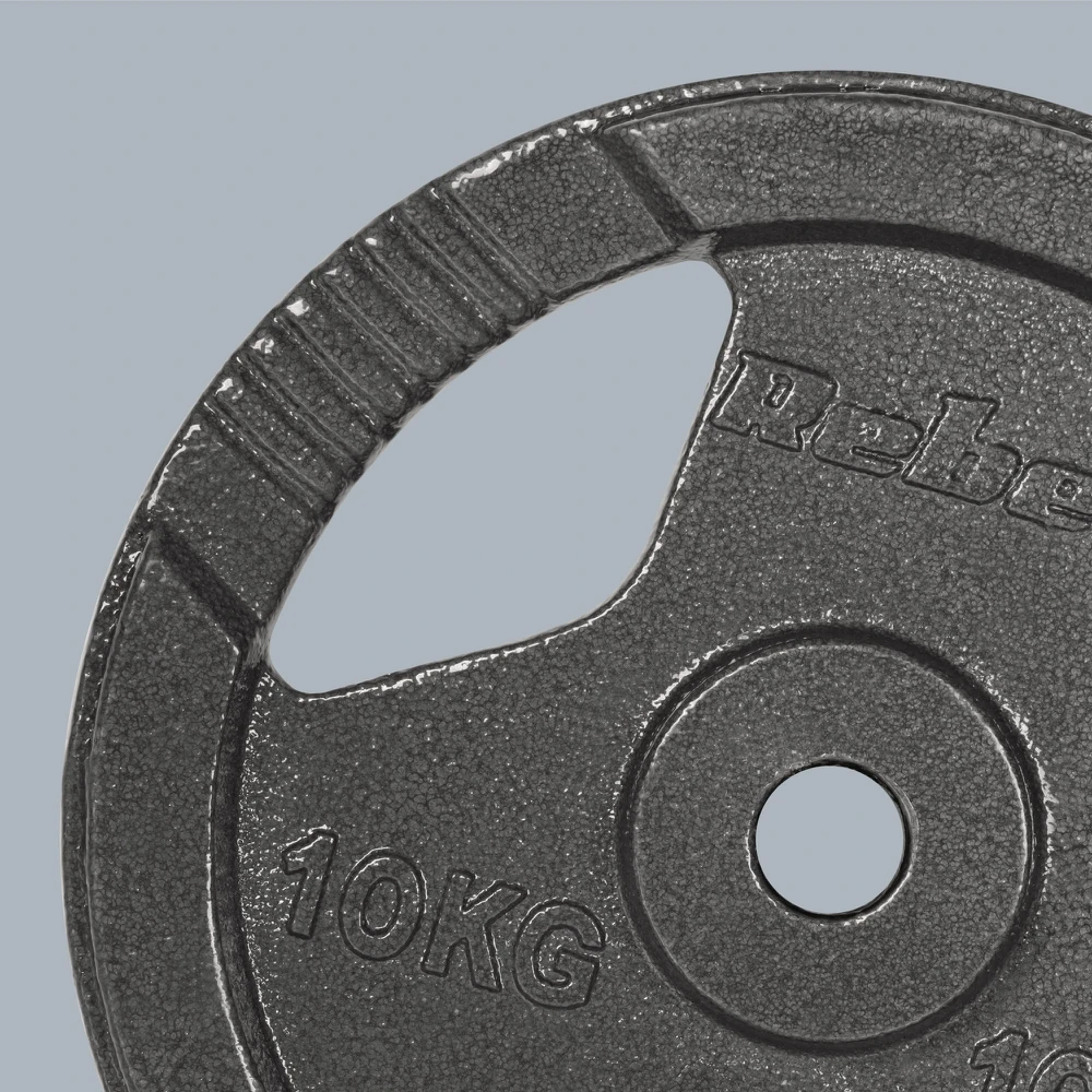 Ketaus svarelių rinkinys 2x10kg, skylė 31mm, plokštė su rankenomis, REBEL ACTIVE