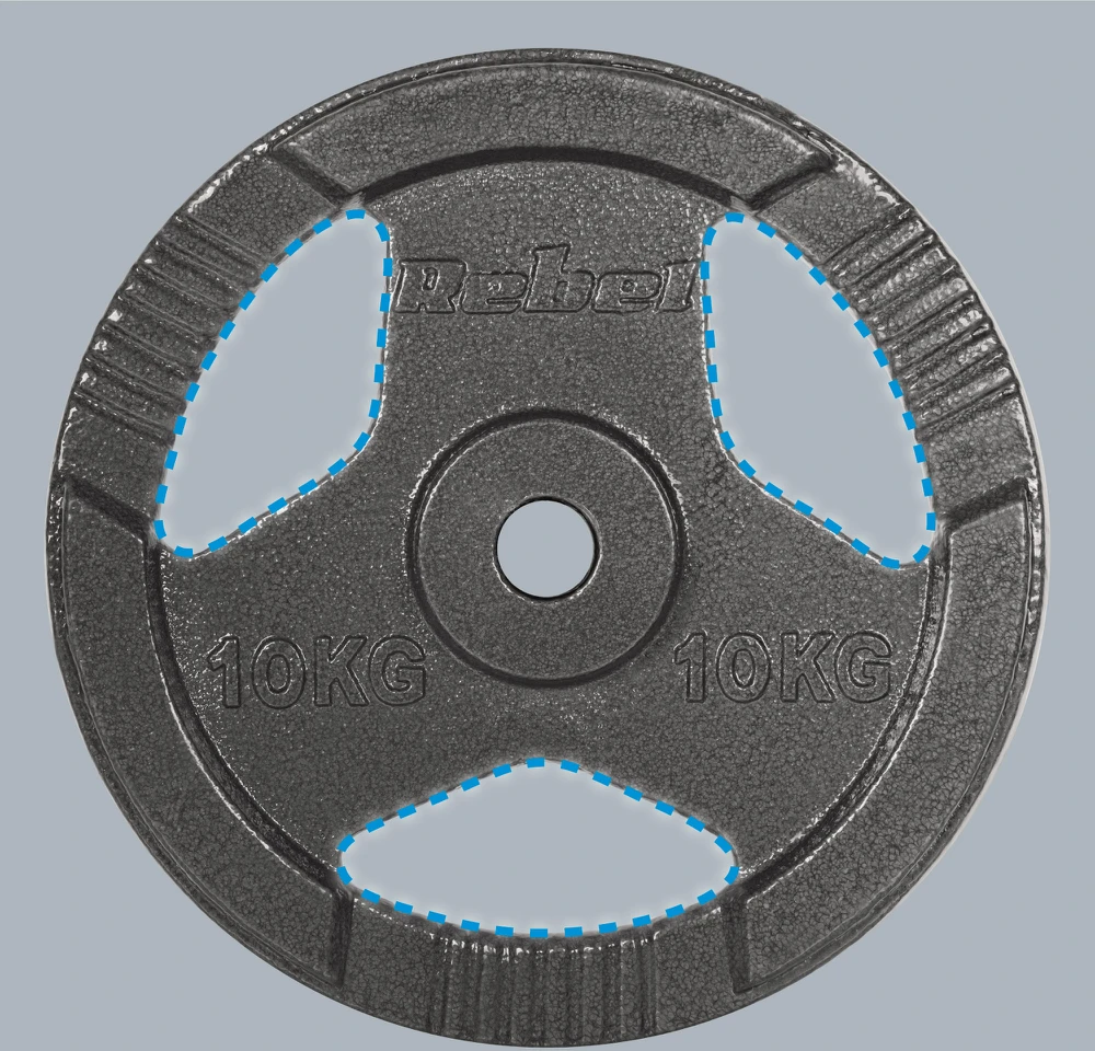 Ketaus svarelių rinkinys 2x10kg, skylė 31mm, plokštė su rankenomis, REBEL ACTIVE