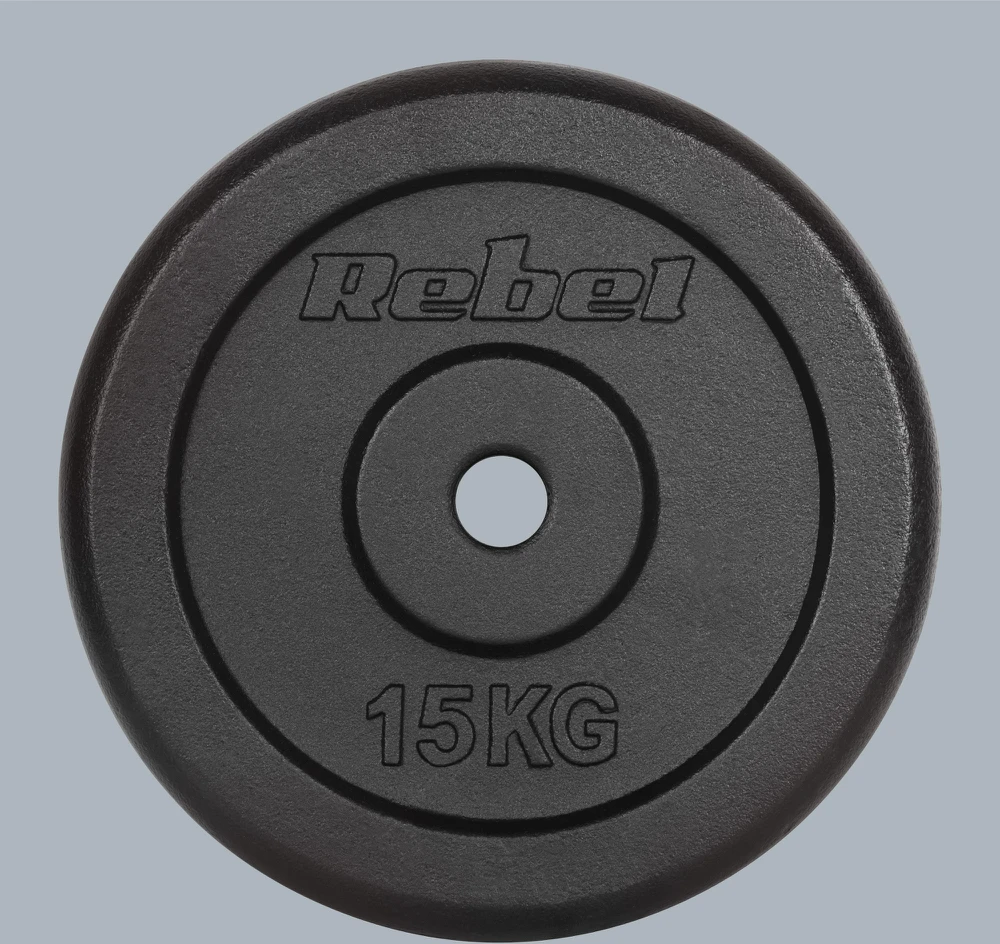 Ketaus svarelių rinkinys 2x15kg, skylė 31mm, klasikinė plokštelė, REBEL ACTIVE