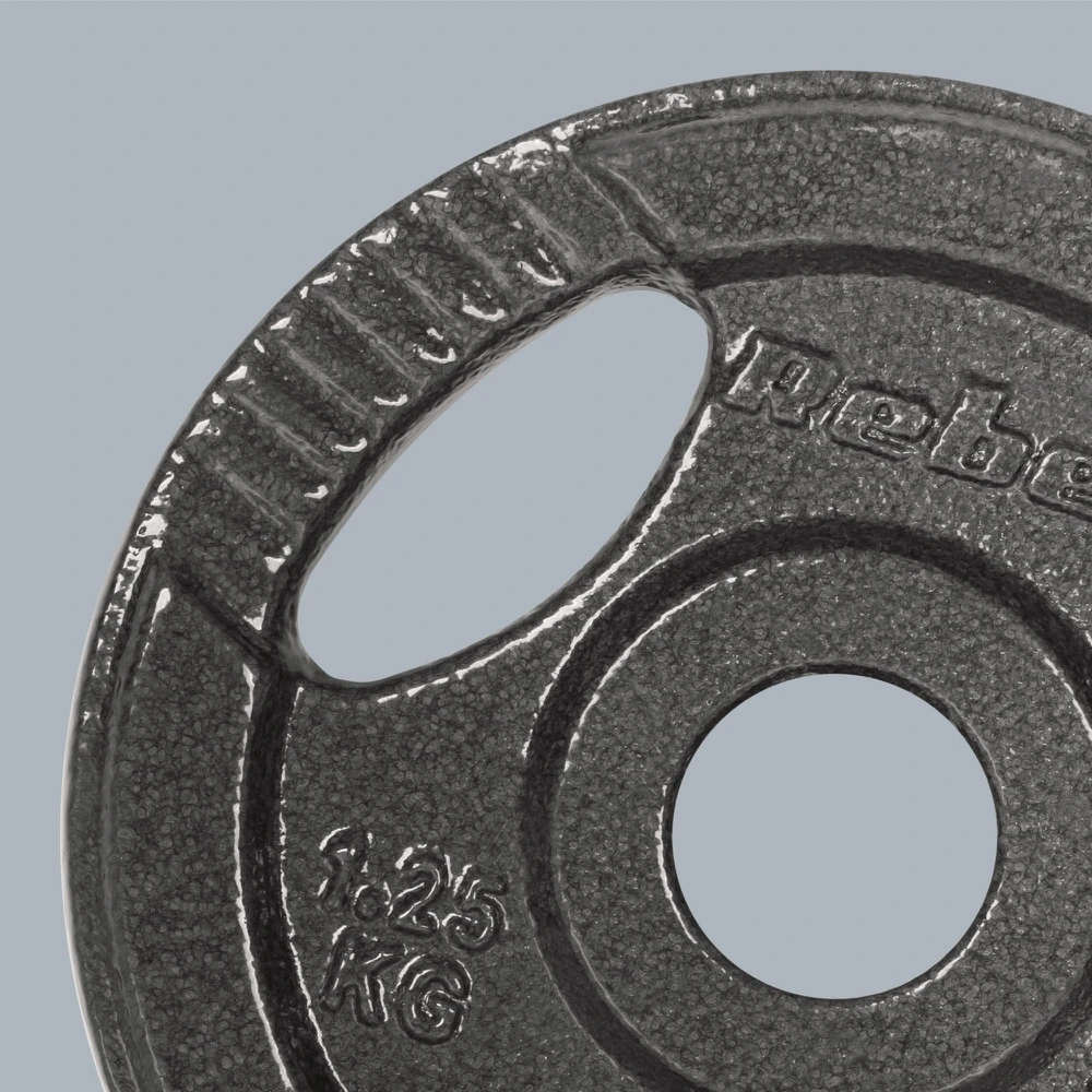 Ketaus svarelių rinkinys 4x1.25kg, skylė 31mm, plokštė su rankenomis, REBEL ACTIVE