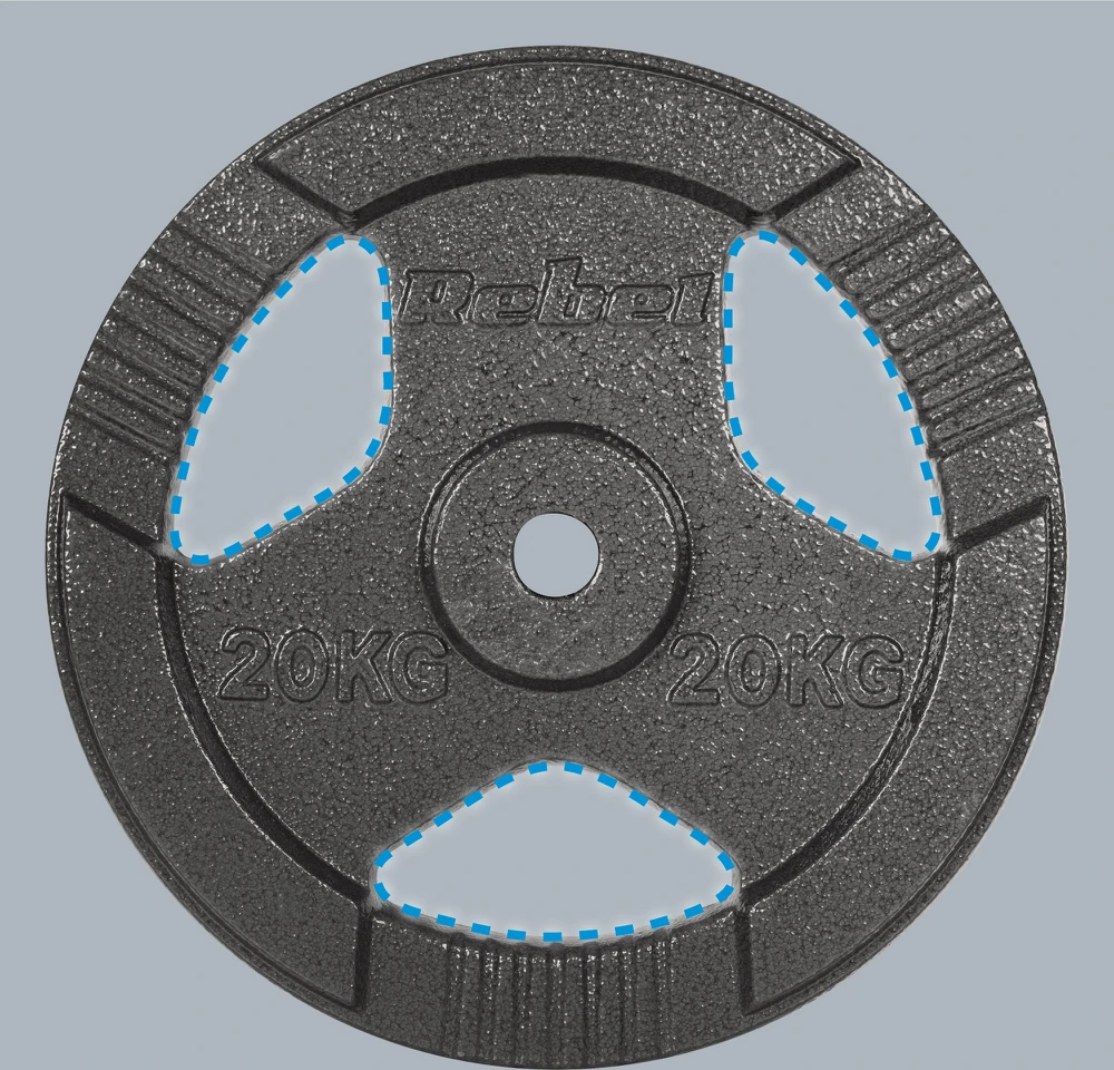 Ketaus apkrova 20kg, skylė 31mm, plokštė su rankenomis, REBEL ACTIVE