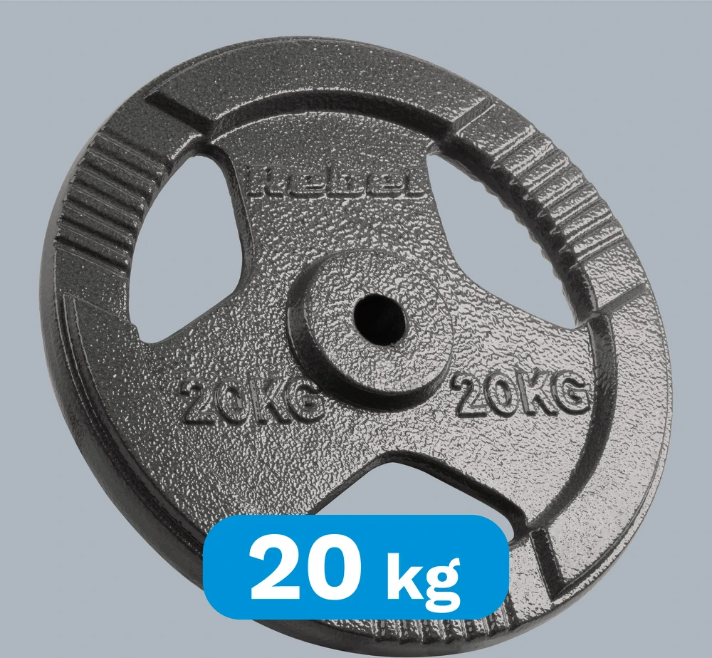 Ketaus apkrova 20kg, skylė 31mm, plokštė su rankenomis, REBEL ACTIVE