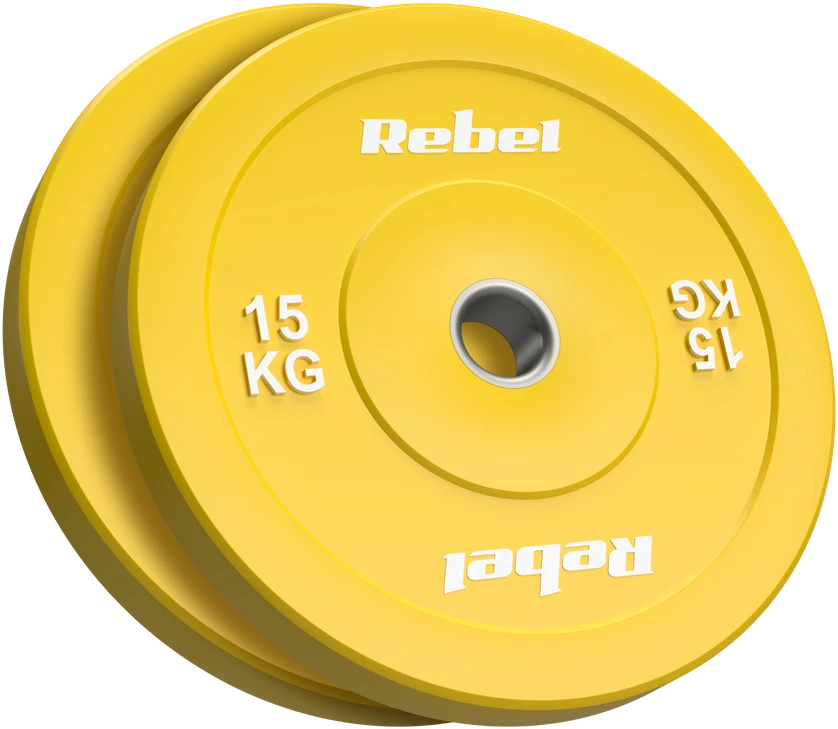 Olimpiniai guminiai svoriai BUMPER, serija BEAST, rinkinys 2x15kg, skylė 51 mm, REBEL ACTIVE