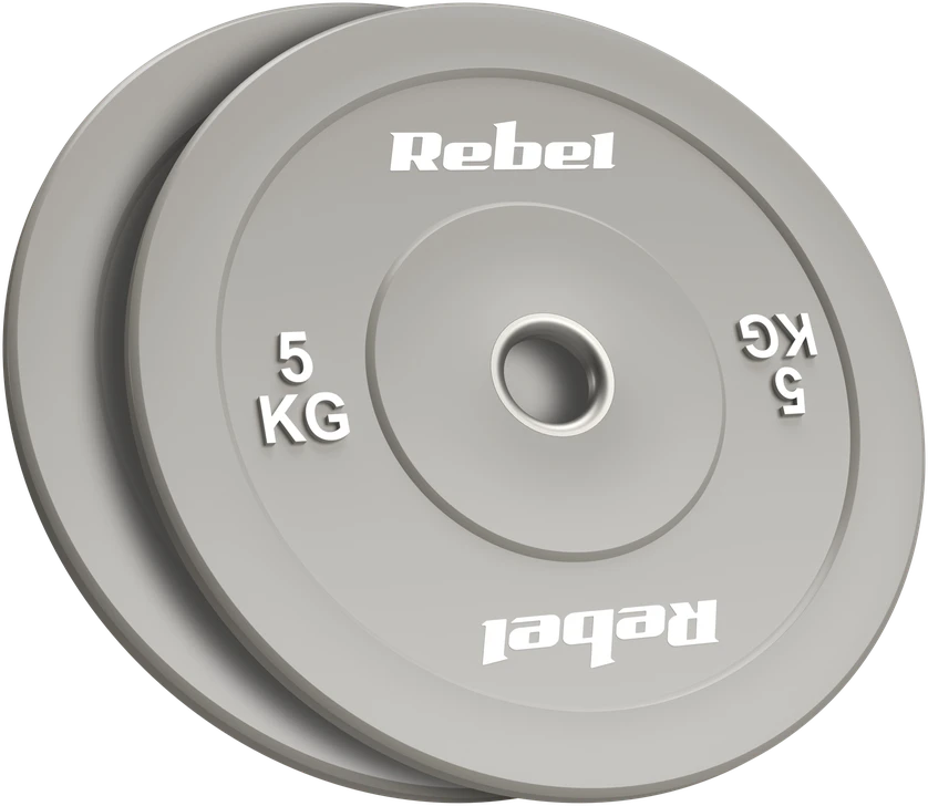 Olimpiniai gumuoti BUMPER svareliai, BEAST serijos, 2 x 5kg rinkinys, skylės skersmuo 51 mm, REBEL ACTIVE