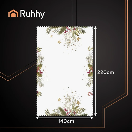 Staltiesė RUHHY 140x220 cm, balta su kalėdiniu raštu