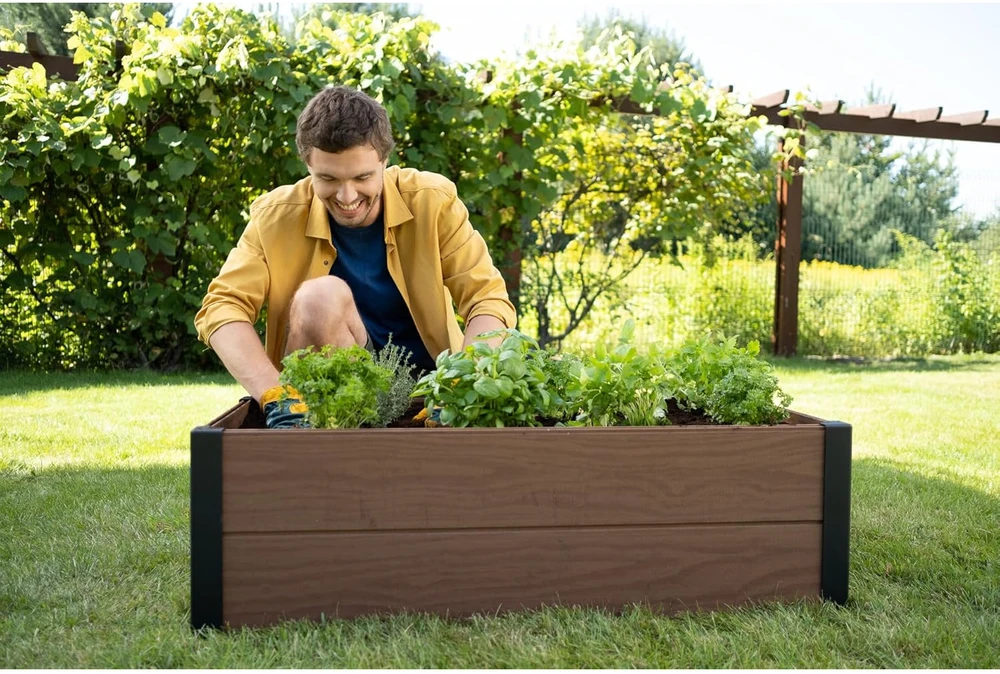 Obrzeże Keter klevo sodo apvadas, plastikinis, rudas, matmenys 106x50x32, atsparus oro sąlygoms, 249297