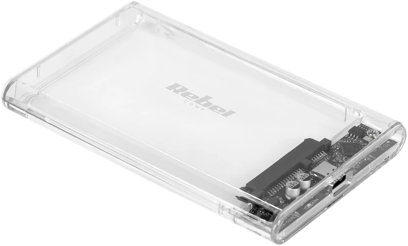 2.5 colio SATA USB C 3.1 Rebel disko korpusas skaidrus