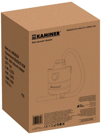 Kaminer Pelenų dulkių siurblys ODK006-15L Krosnelės 26239