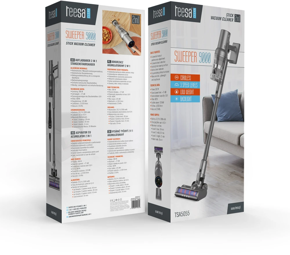 TEESA SWEEPER 9000 2in1 belaidis dulkių siurblys