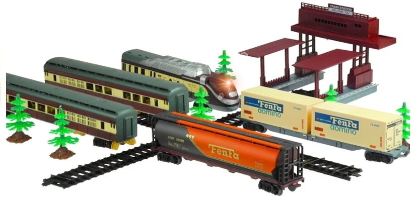 Lean Toys Fenfa Elektrinis Traukinys su 5 Vagonais ir Priedais