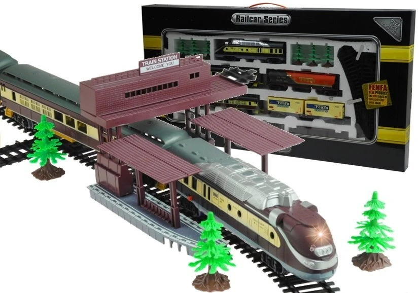 Lean Toys Fenfa Elektrinis Traukinys su 5 Vagonais ir Priedais