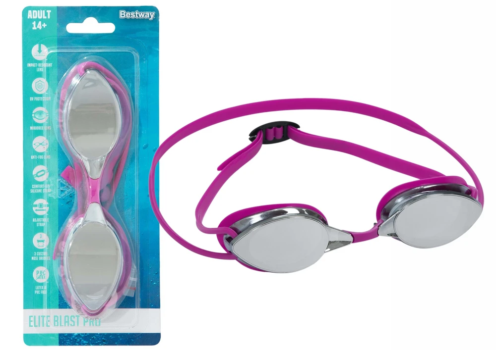 Plaukimo akiniai Mirror Goggles Bestway, rožiniai