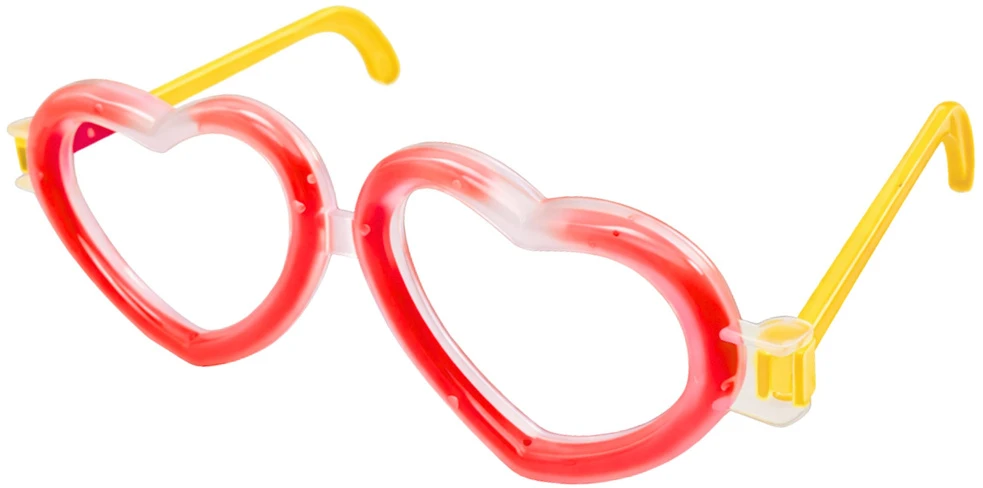 Lean Toys Akiniai Fluorescenciniai širdelės formos akiniai, šviečiantys tamsoje, neoninės raudonos spalvos