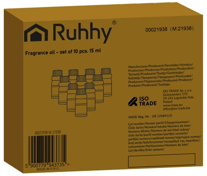 Drėkintuvas Kvapieji aliejai - 10 vnt. rinkinys, 15 ml, Ruhhy 21938