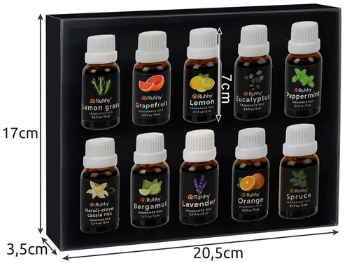 Drėkintuvas Kvapieji aliejai - 10 vnt. rinkinys, 15 ml, Ruhhy 21938