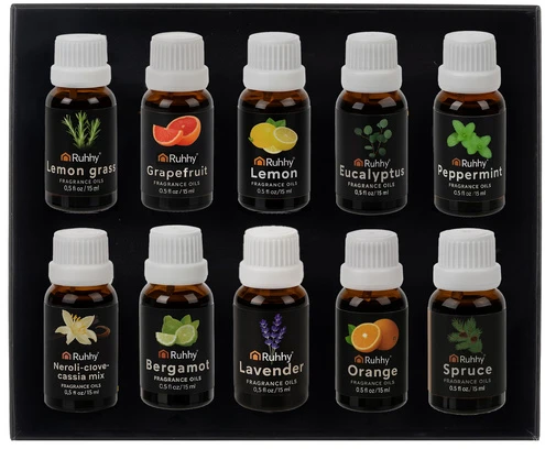 Drėkintuvas Kvapieji aliejai - 10 vnt. rinkinys, 15 ml, Ruhhy 21938