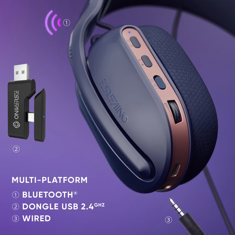 „Oniverse“ belaidės žaidimų ausinės „Polaris“ – mėlynos