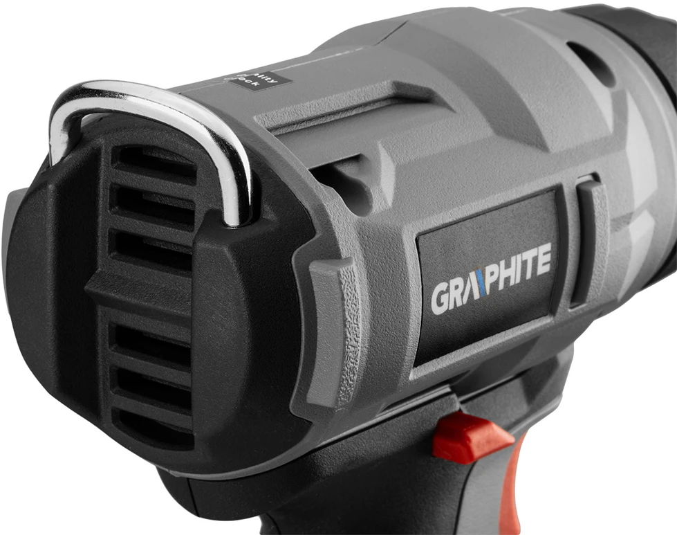Graphite techninis fenas 18 V „Energy+“ akumuliatorinis karšto oro pistoletas, ličio jonų akumuliatorius, temperatūros diapazonas 550 °C, be akumuliatoriaus