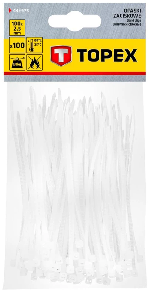 ‎Opaski Kabelių raiščiai 2,5 x 100 mm, 100 vnt., balti