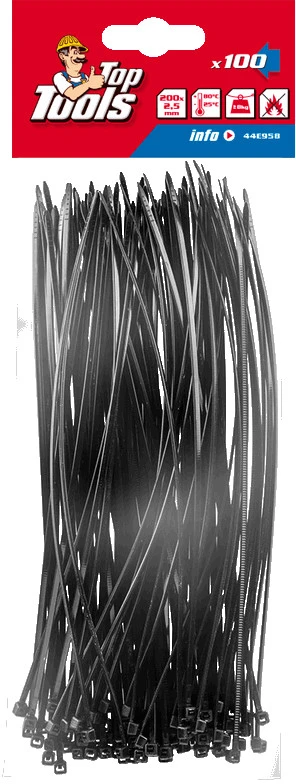 Top Tools ‎Opaski Kabelių raiščiai 2,5 x 200 mm, 100 vnt.