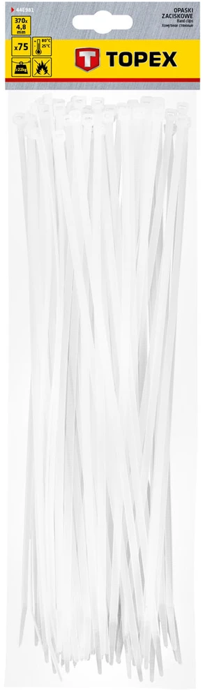 ‎Opaski Kabelių raiščiai 4,8 x 370 mm, 75 vnt., balti