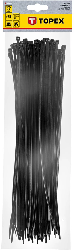 ‎Opaski Kabelių raiščiai 4,8 x 370 mm, 75 vnt., juodi