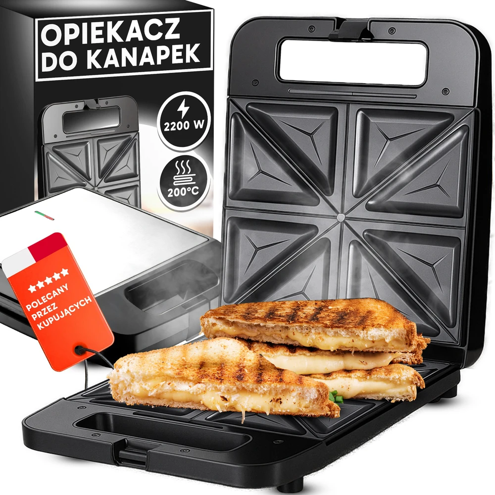 Sumuštinių keptuvas Opiekacz Keptuvas Sumuštinių skrudintuvas, 1400 W, didelis, XXL, 4 sumuštiniai - OR1334