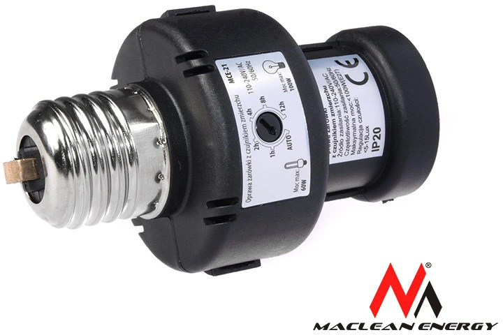 MACLEAN MCE21B Maclean MCE21 B lemputės tvirtinimas su šviesos jutikliu E27 100W