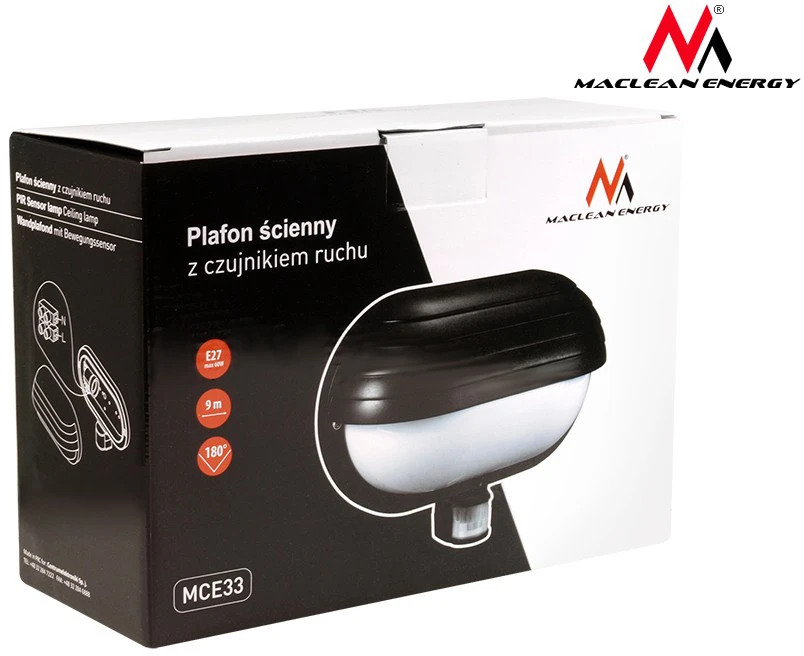 MACLEAN MCE33 Maclean MCE33 lauko sieninis šviestuvas su PIR ir prieblandos jutikliu