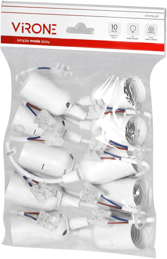 Orno Baltos E27 remonto lizdai, 10 vnt. rinkinys