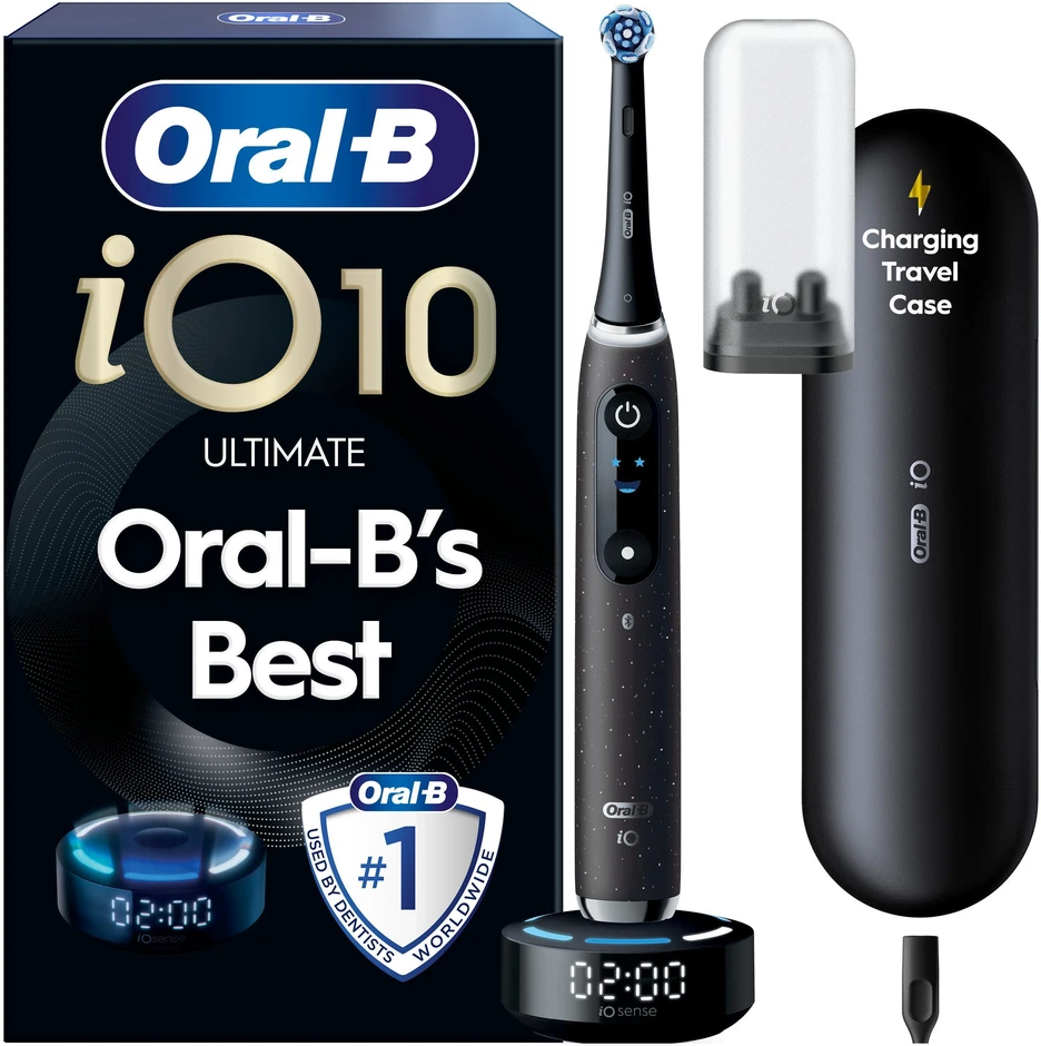 „Oral B“ – „iO 10“ elektrinis dantų šepetėlis – kosminės juodos spalvos – 1 šepetėlio galvutė, kelioninis įkrovimo dėklas