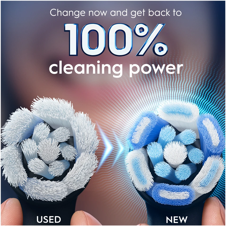 „Oral B iO“ serijos „Ultimate Clean“ keičiamos dantų šepetėlio galvutės – juodos – 3 vnt.
