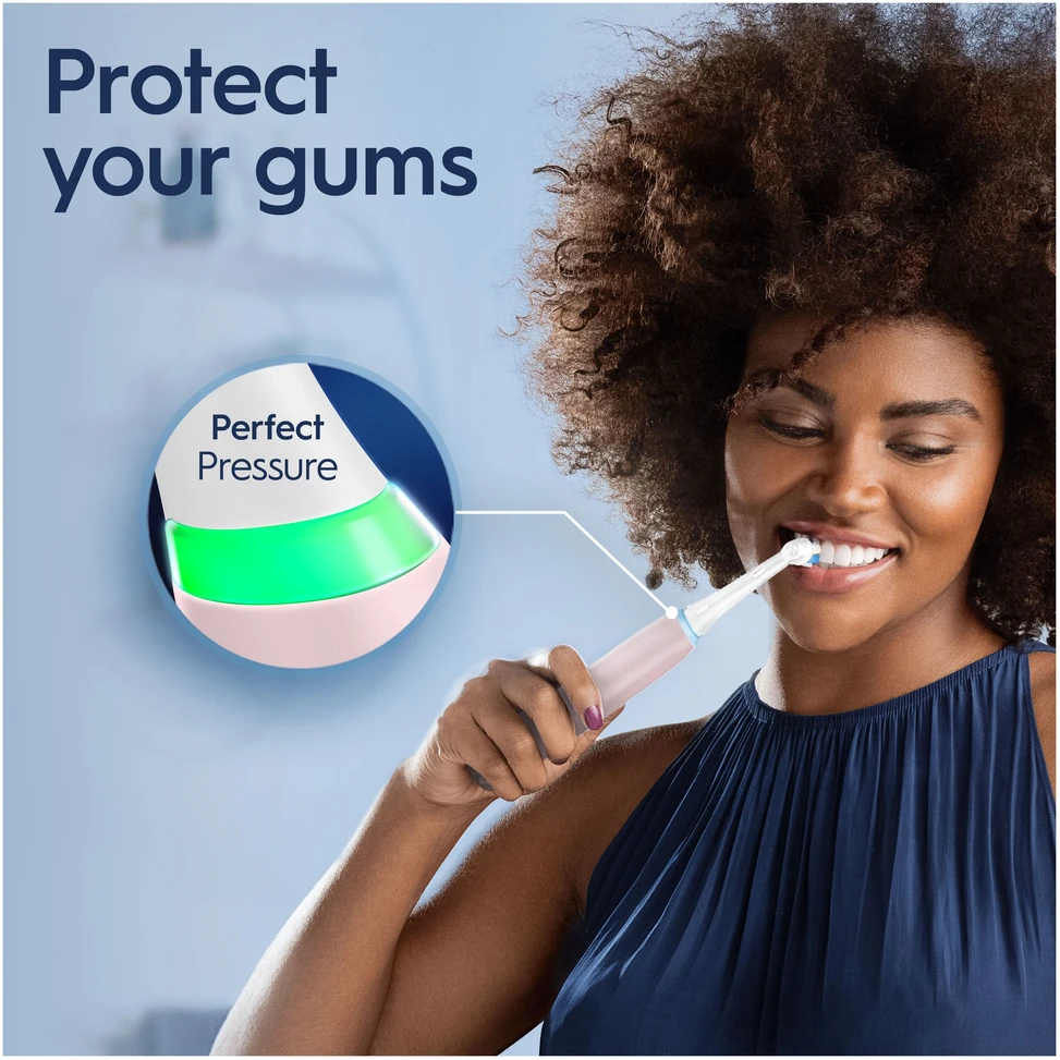 Oral-B-iO3S rausvas elektrinis dantų šepetėlis