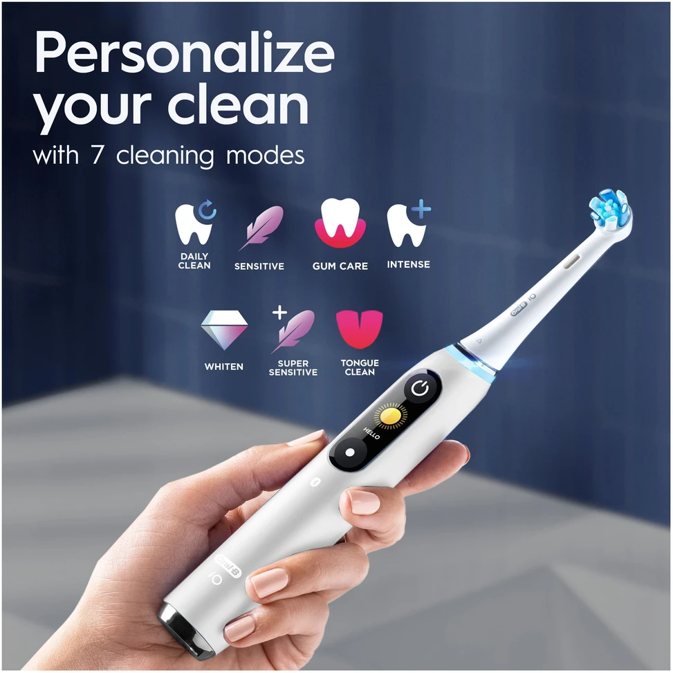 „Oral B iO9S“ elektrinis dantų šepetėlis, baltas, alabasteris