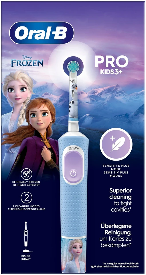 Oral-B | Elektrinis dantų šepetėlis | Vitality PRO Kids Frozen | Įkraunamas | For kids | Šepetėlių skaičius galvutės įeina 1 | Number of teeth brushing modes 2 | Mėlyna