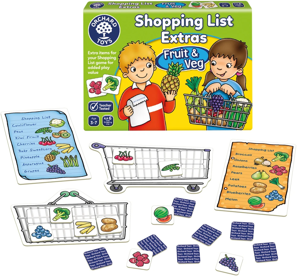 „Orchard Toys“ – pirkinių sąrašo priedai: vaisiai ir daržovės – (600090)