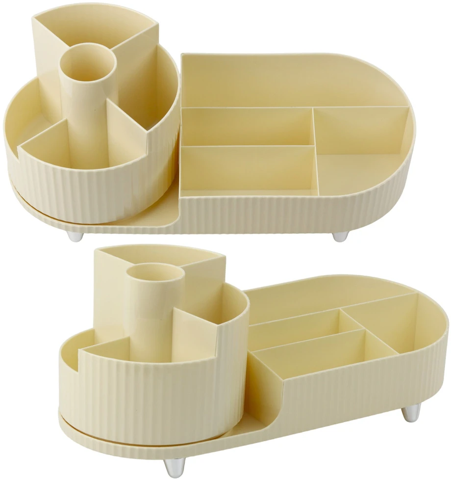 Lean Kosmetikos ir biuro reikmenų organizatorius, 34,5x14,7x14,3 cm, smėlio spalvos
