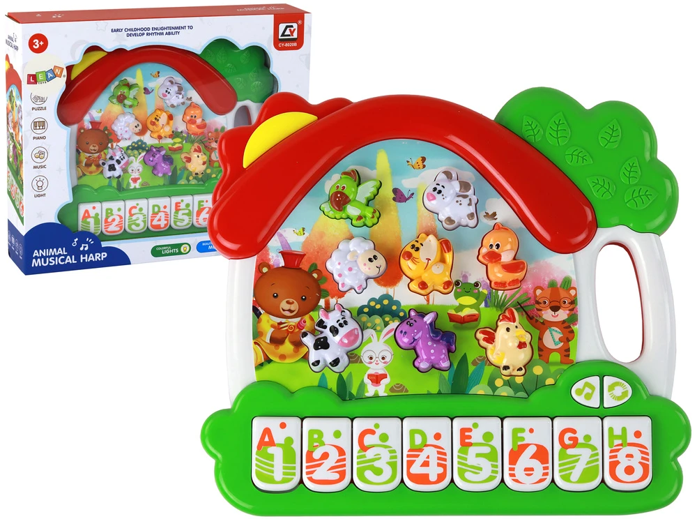 Lean Toys Vaikiškas pianinas su gyvūnais ir anglų kalbos mokymosi funkcija