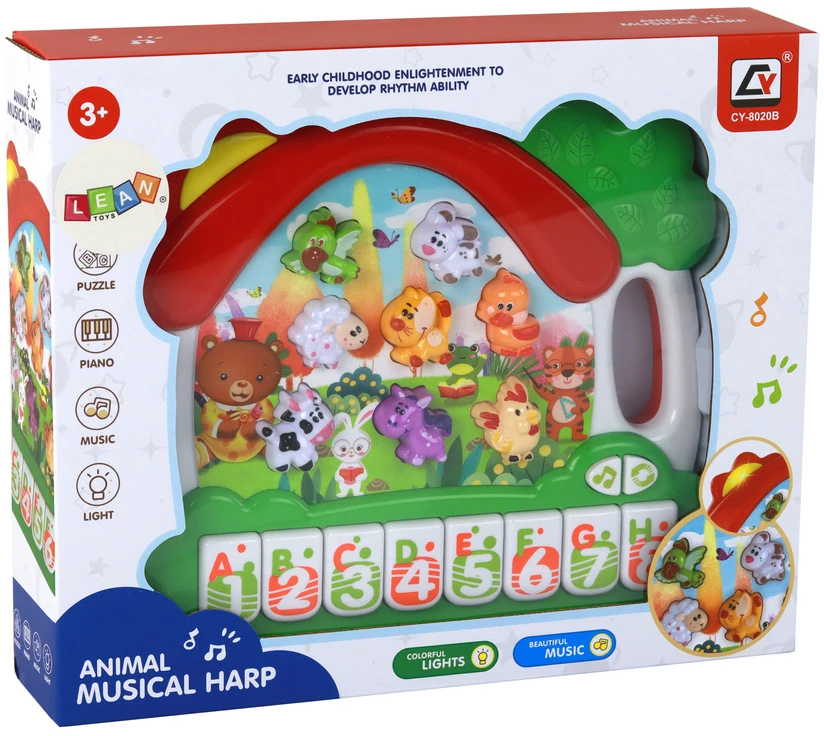 Lean Toys Vaikiškas pianinas su gyvūnais ir anglų kalbos mokymosi funkcija