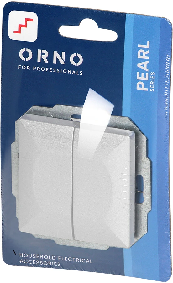 „Orno Pearl“ dvigubas laiptų jungiklis, 10A, 250V, WP-2/5P, balta