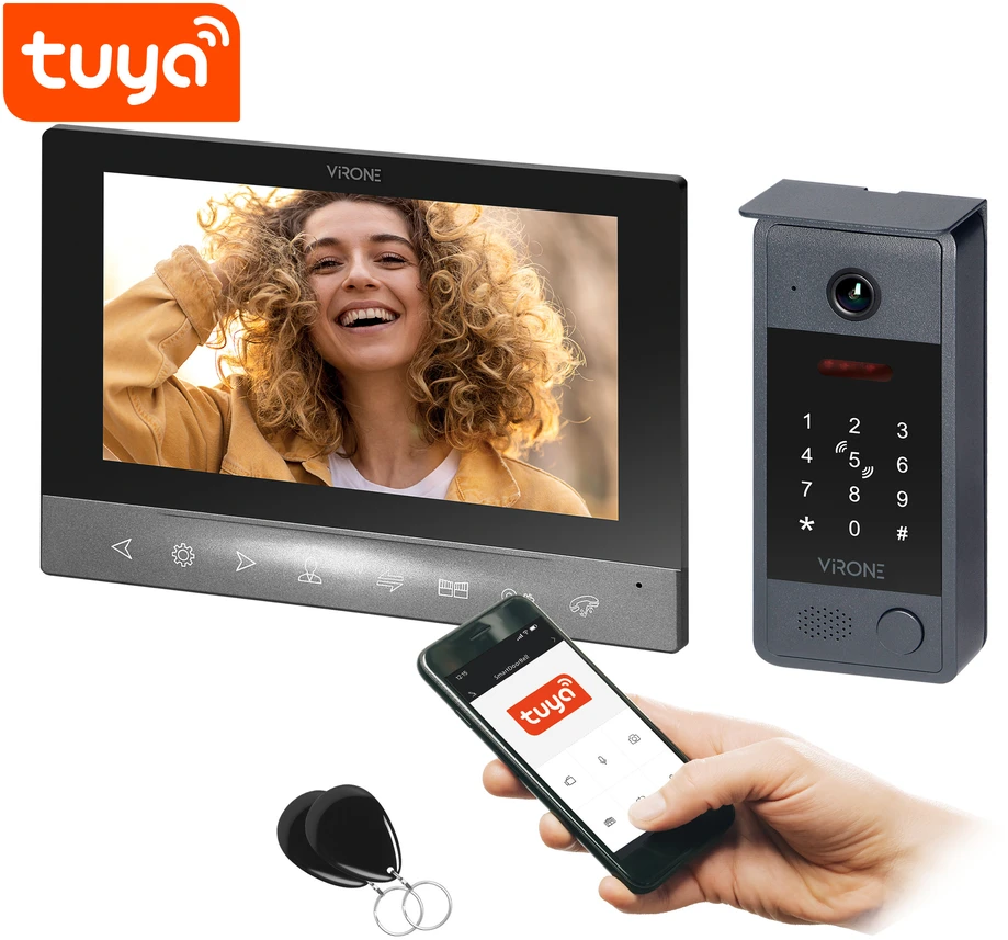Orno CERO, nuosavo namo vaizdo domofono komplektas, 4 laidų, 7", Wi-Fi, liečiamas skydelis, Full HD, RFID, kodų skydelis